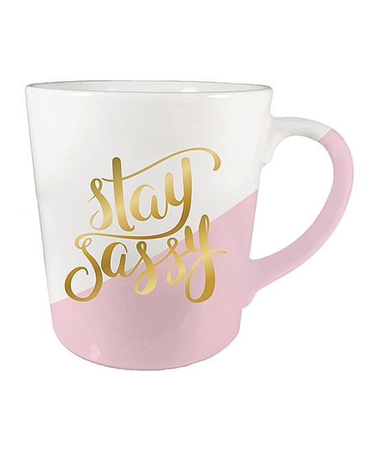 Slant Mugs - White & Pink 'Stay Sassy' Mug | Zulily