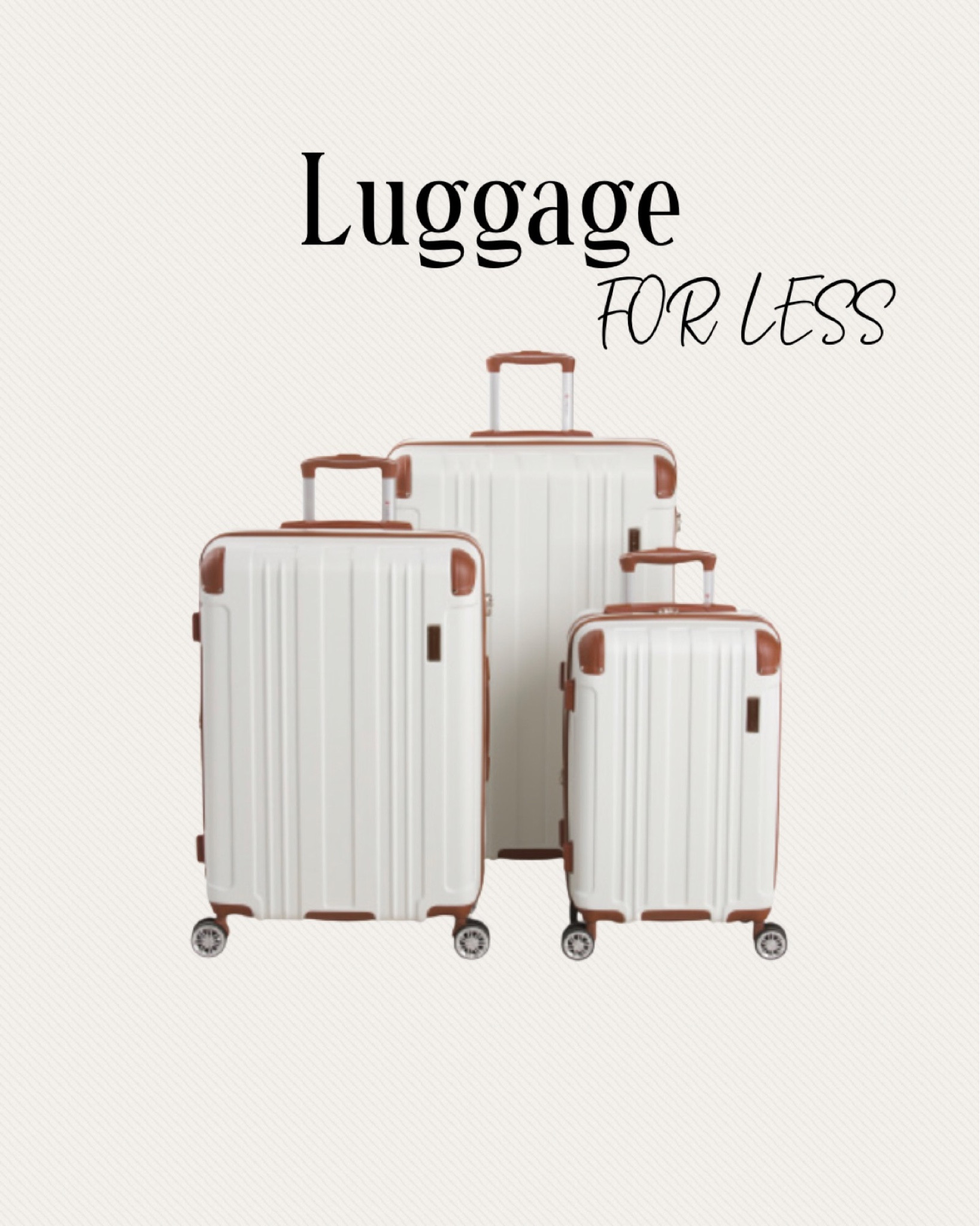 Gabbiano 3 piece luggage set. Neutral luggage 

Neutral luggage, luggage for less, early access, hard side spinner set, luggage set, roller bags, carryon bag, travel, travel style, white luggage, white & tan luggage, bag, beach, travel, hard side bag, luggage for less, look for less, designer look for less, TJ Maxx, Marshalls, HomeGoods, Target, Amazon

#LTKtravel #LTKitbag #LTKSale