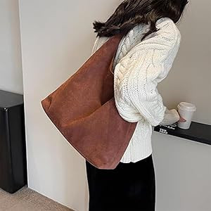Suede Tote Bag for Women Suede Purse Trendy Luxury Hobo Bag Crossbody Bag Suede Handbags for Wome... | Amazon (US)