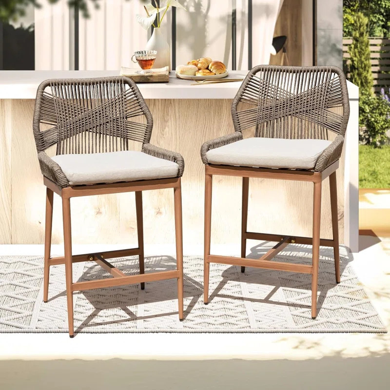 Boho Rope Counter Stools Set of 2 (Set of 2) | Wayfair North America