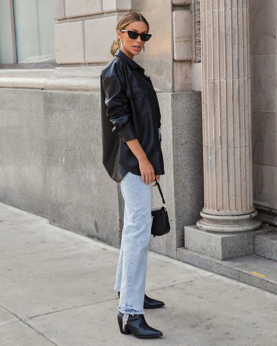Amused By You Faux Leather Shacket | VICI