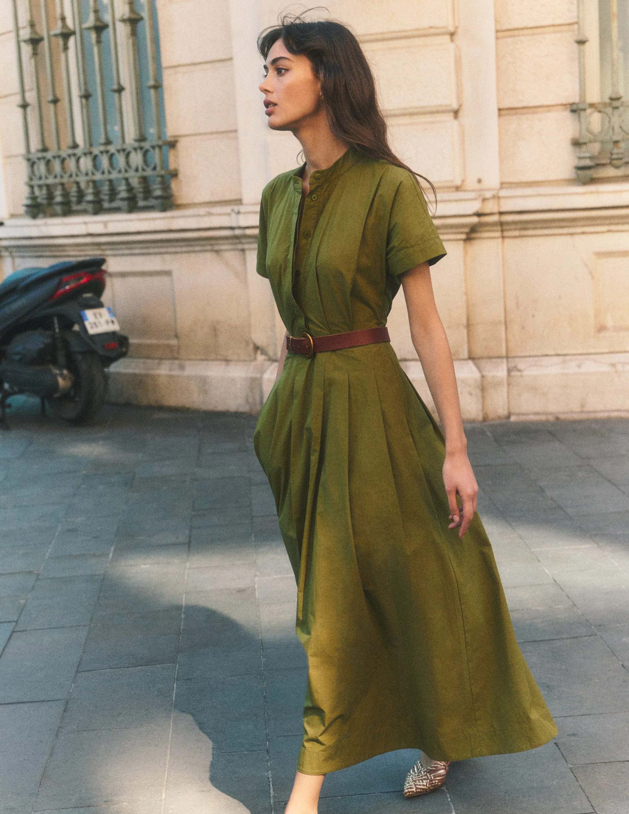 Boden Women's Grown On Sleeve Midi Dress in Green | Size 20/22 | Boden (US)