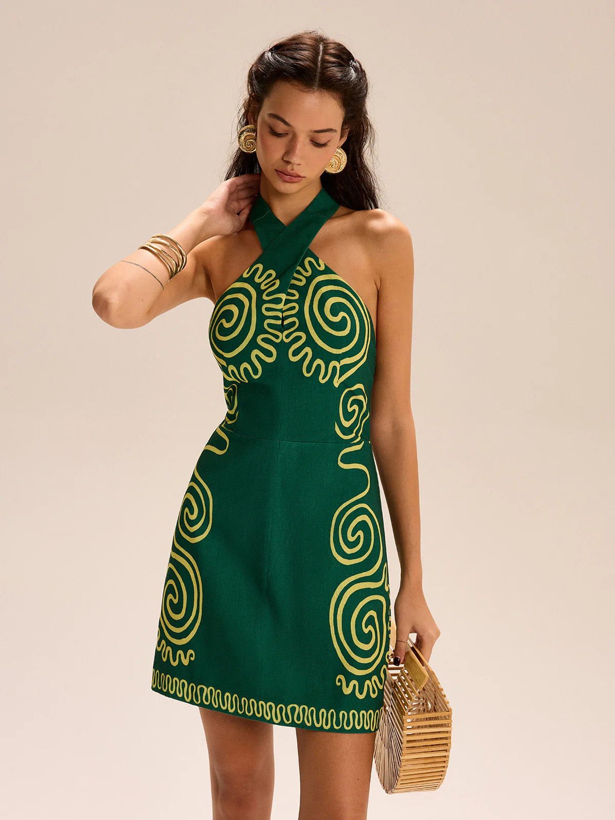 Halter-Neck Dress With Swirl Patterns | Commense