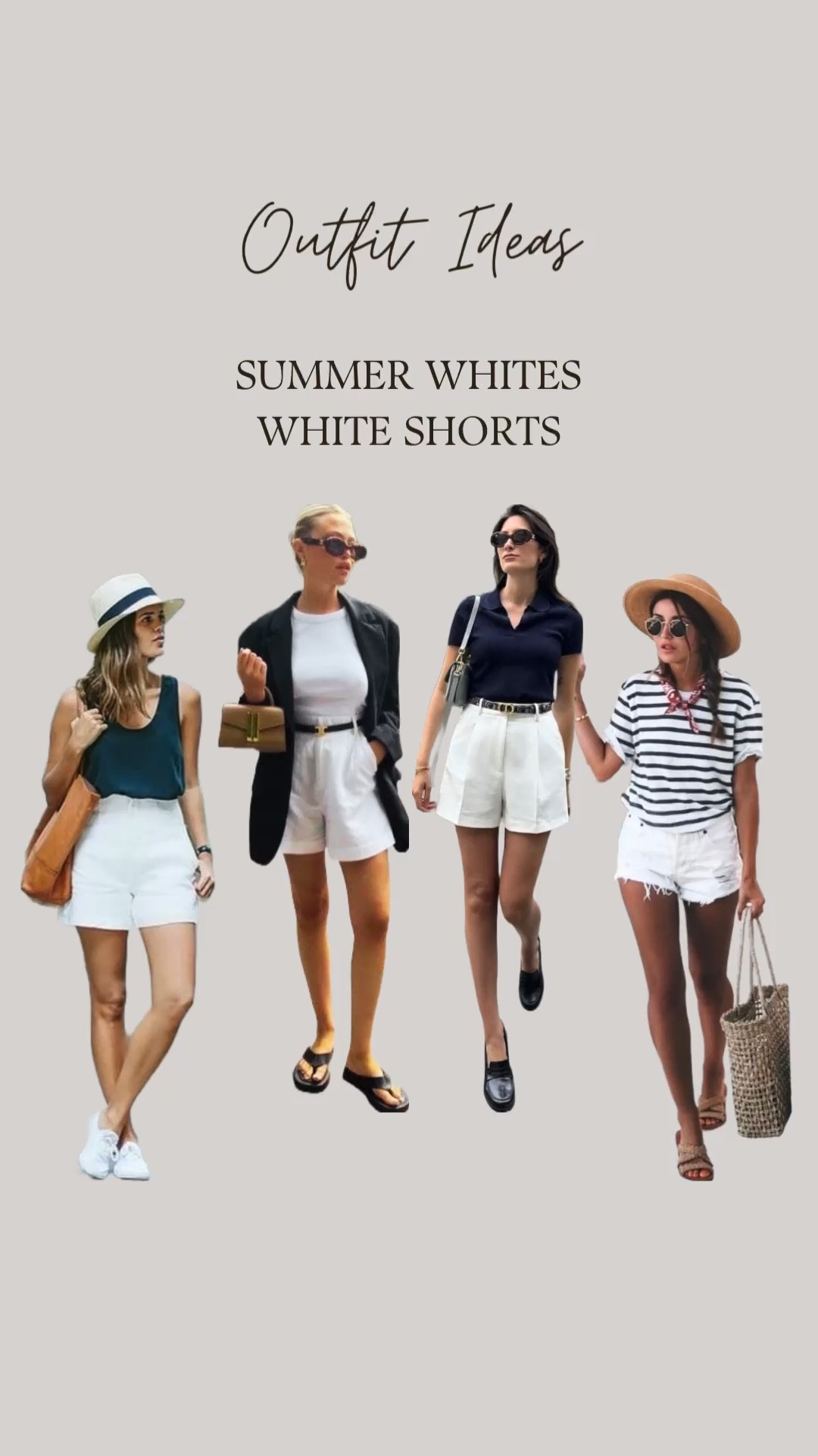 Weekend Outfits: Tailored white shorts, white denim shorts, pleated shorts, ballet flats, black blazer, navy t-shirt! All items tagged other than the Emerald satin top which is from Grana Hong Kong - silk double scoop neck tank. They ship globally - grana.com

#LTKSeasonal #LTKStyleTip #LTKTravel