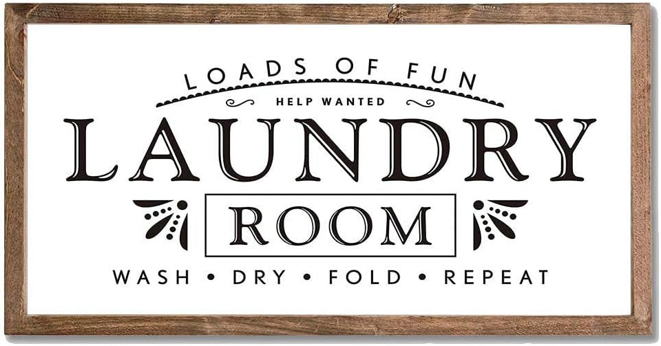 Laundry Signs for Home Decor, Loads of Fun Wooden Laundry Room Sign Wall Decor 16 x 8 Inch | Amazon (US)