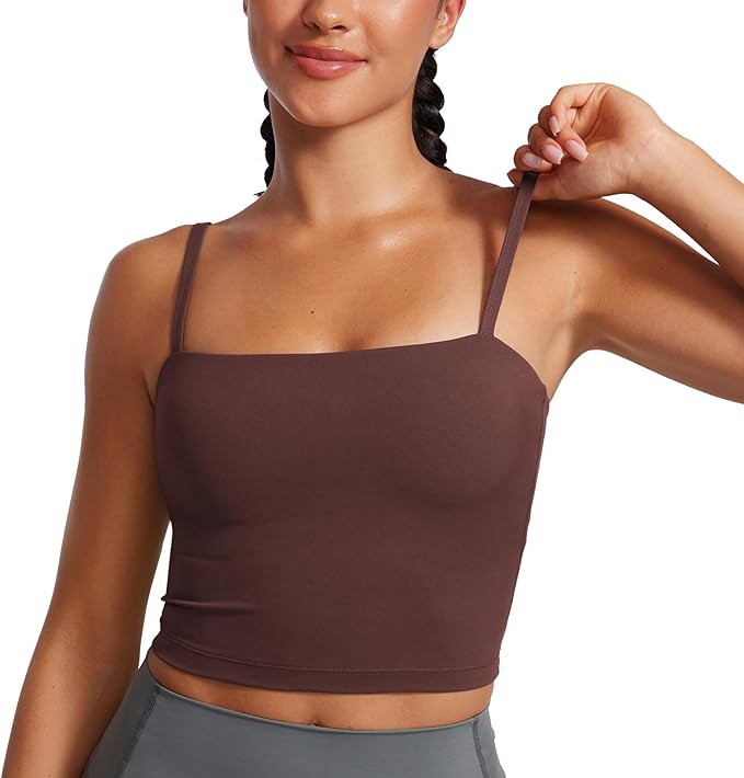 CRZ YOGA Butterluxe Adjustable Longline Sports Bras for Women - Square Neck Padded Workout Crop T... | Amazon (US)