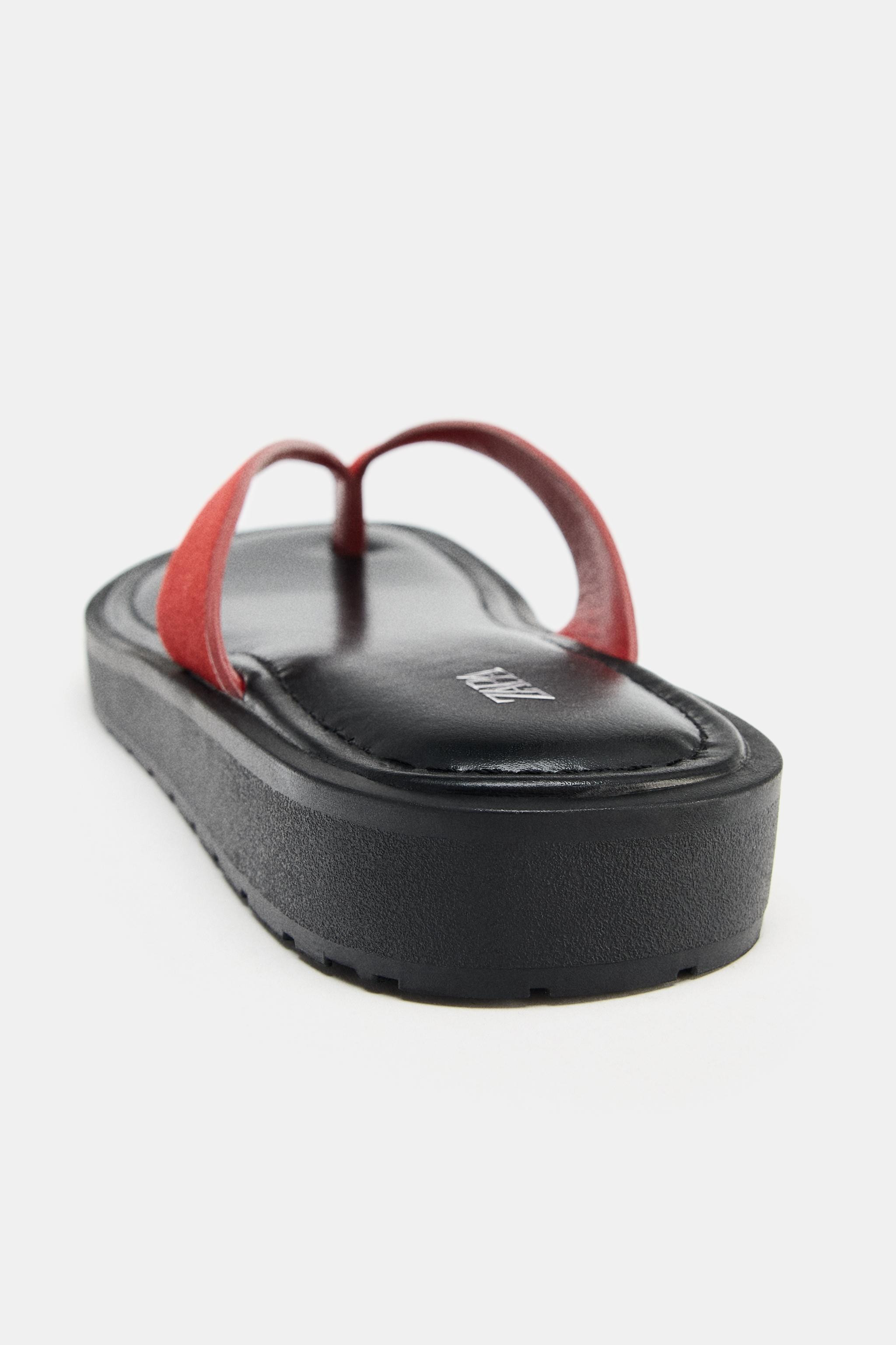 CONTRAST LEATHER SANDALS | Zara US