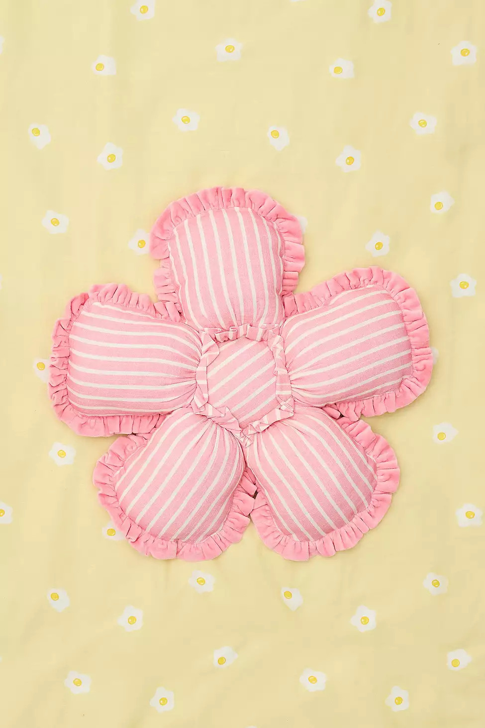 Pink Stripe Flower Cushion - Pink 50cm x 50cm at Urban Outfitters | Urban Outfitters UK