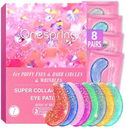Onespring Eye Masks (8 Pairs) - Travel Essentials - Under Eye Patches for Dark Circles, Puffiness... | Amazon (US)
