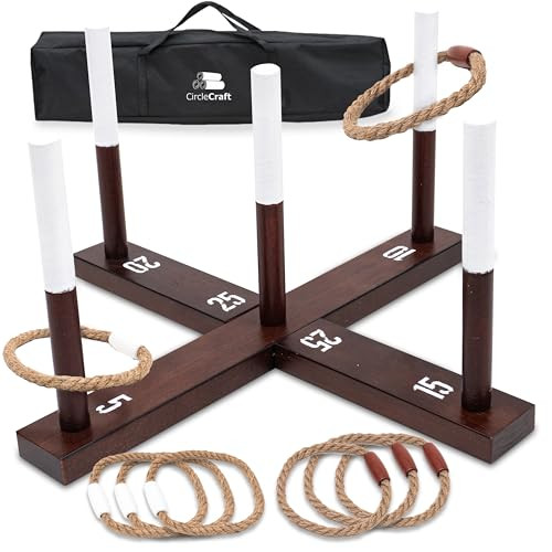 CircleCraft Rustic Ring Toss Game for Kids & Adults – Outdoor Yard Games with Rope Rings, Porta... | Amazon (US)
