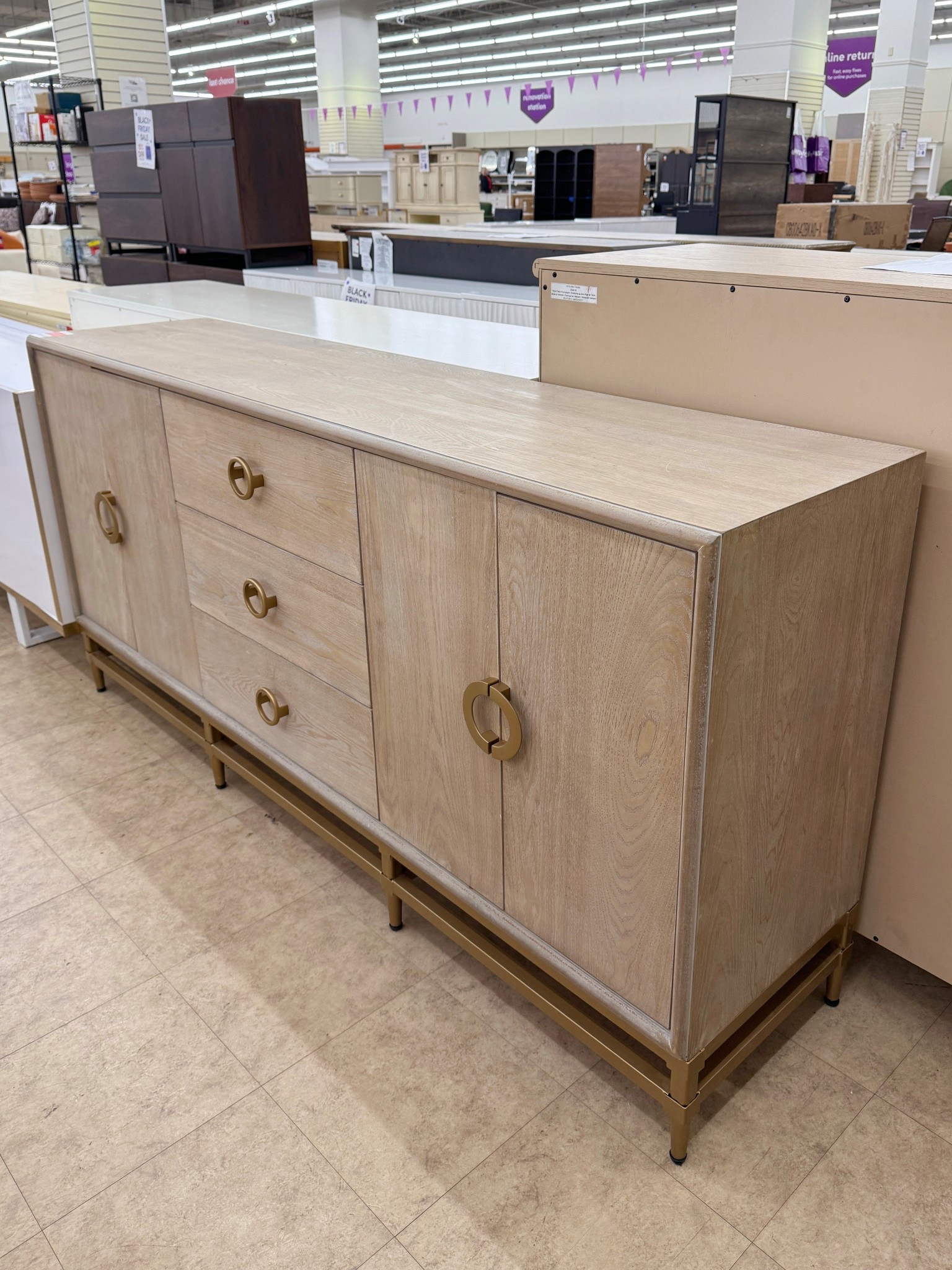 Sale alert at Wayfair! 🤩 The Diggins 72″ Sideboard is such a beautiful dining room find. ✨ The weathered oak finish paired with gold metal framing and pulls gives it that perfect mix of warmth and modern detail. 💫 It also offers great storage with cabinets, shelves, and three center drawers to keep dining essentials neatly organized. A stylish and functional statement credenza—and it’s currently on major sale. Linked it here to shop! 🤎 #WayfairFinds #DiningRoomInspo #DiningRoomFurniture

#LTKSaleAlert #LTKHome