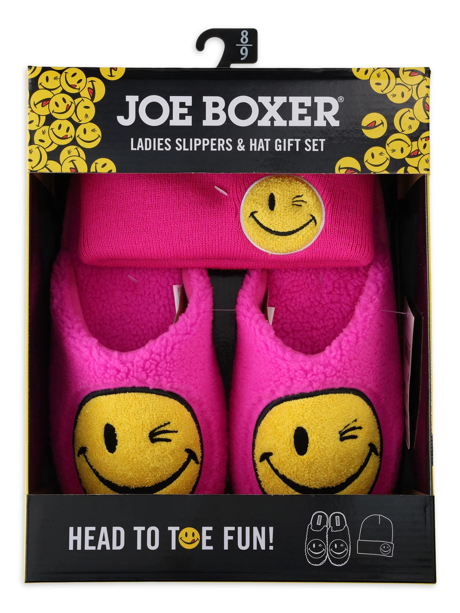 Joe Boxer Women's Smiley Face Slipper & Hat Gift Set - Walmart.com | Walmart (US)