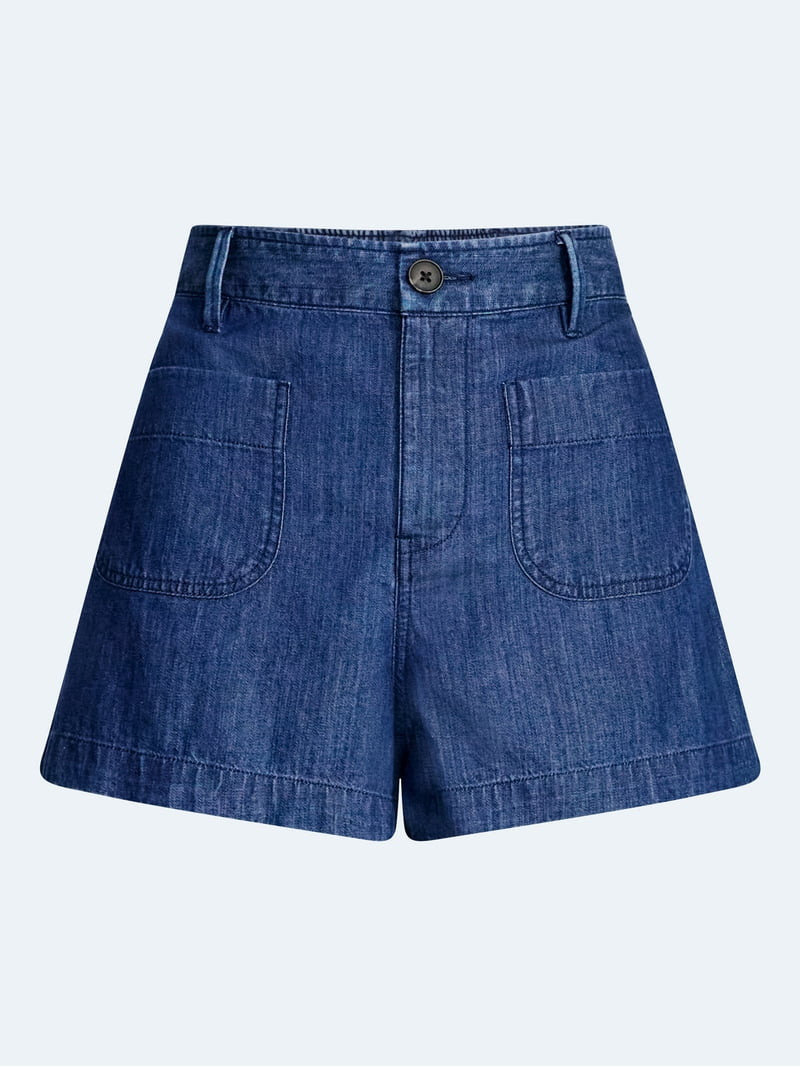 Free Assembly Women's and Women's Plus High Rise Patch Pocket Denim Shorts, 3" Inseam, Sizes XS-4... | Walmart (US)