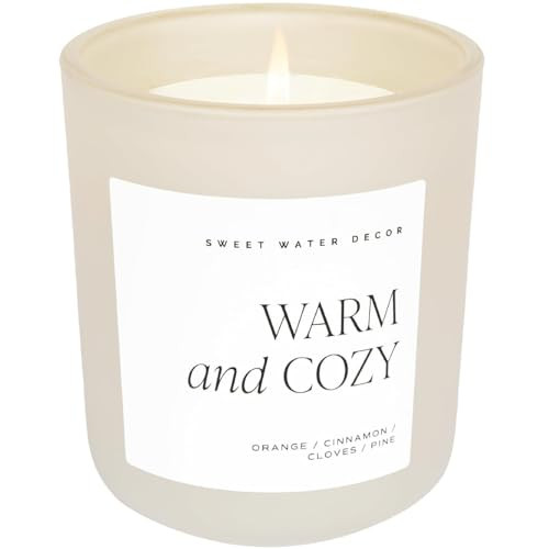 Sweet Water Decor Warm and Cozy Soy Candle - Orange, Cinnamon, Clove, and Pine Scented Candle for Home - 15oz Tan Matte Jar, 70+ Hour Burn Time, Made in the USA | Amazon (US)