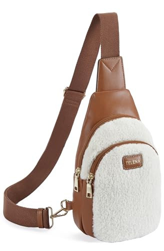 Telena Sling Bag for Women Leather Fanny Pack Crossboday Bags Sling Backpack for Women beige brown | Amazon (US)