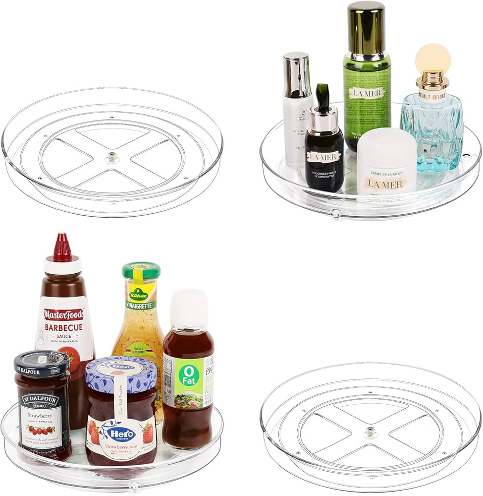 4 Pack Lazy Susan Organizer, 9 Inch Clear Lazy Susan Turntable for Cabinet, BPA-Free Plastic Rota... | Amazon (US)