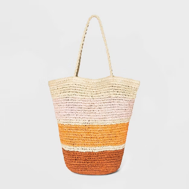 Striped Straw Shopper Tote Handbag - Universal Thread™ | Target