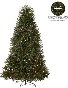 National Tree Company Pre-Lit Artificial Full Christmas Tree, Green, Dunhill Fir, Dual Color LED ... | Amazon (US)
