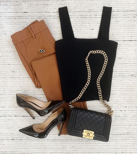 Casual workwear or fall outfit with black bodysuit paired with brown pants and pumps for a chic look! Can dress this up by adding a blazer or coat, too. The bodysuit is super comfy and I love the square neckline. Linking similar bags and pumps, also 

#LTKSeasonal #LTKworkwear #LTKstyletip