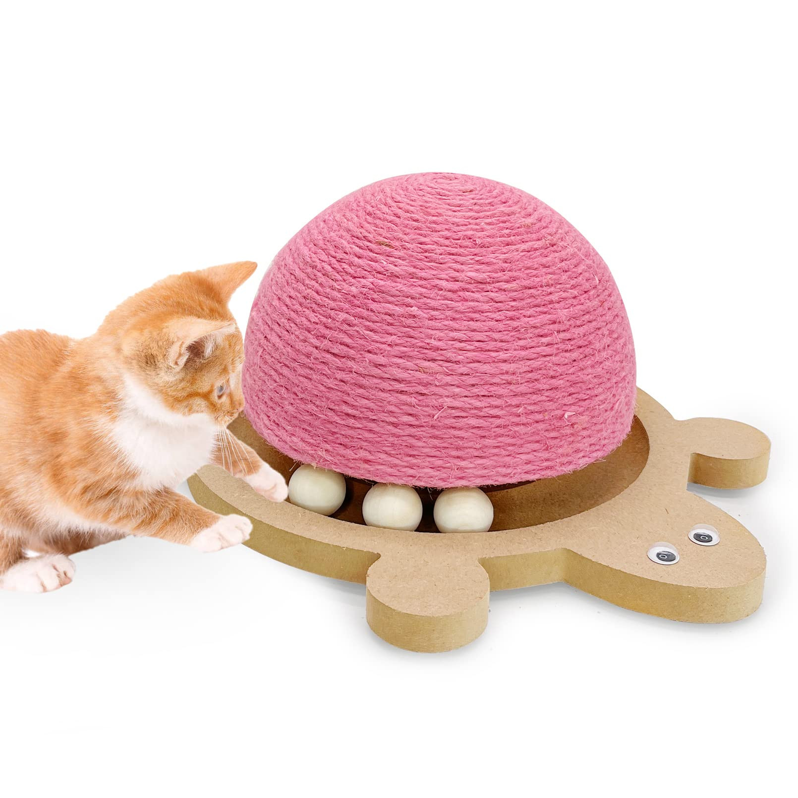 Fhiny Cats Scratching Ball, Natural Sisal Scratching Toy with Roller Track Toys and Wooden Base K... | Amazon (US)