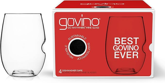 govino Go Anywhere Wine Glasses | Dishwasher Safe, Flexible, Shatterproof, and Recyclable | 16 oz... | Amazon (US)