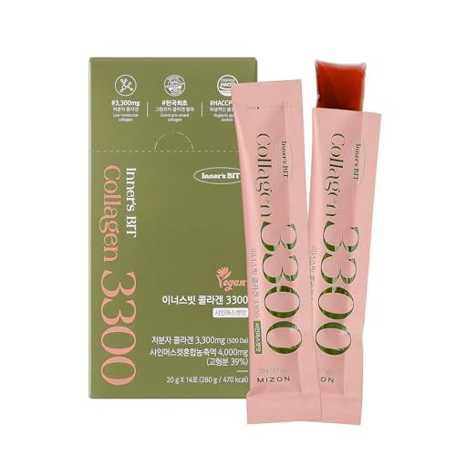 MIZON INNERSBIT Collagen Jelly 3300(14 Sticks) Vegan Korean Jelly Stick Snack with Vitamin C, Hyaluronic Acid Biotin & Glutathion for Skin Halal Certified | Amazon (US)