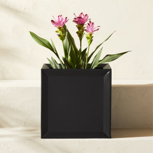 Varo Square Black Metal Indoor/Outdoor Planter 12.5""x12.5 | CB2