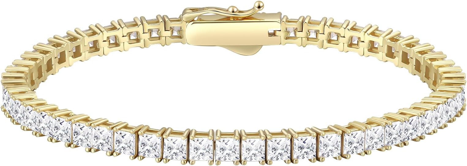KRKC&CO 2/3/4mm Tennis Bracelets, S925 Sterling Silver with 14k Gold/White Gold Plated, Iced Out ... | Amazon (US)