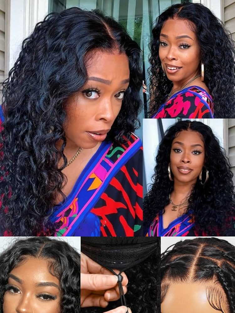 UNICE Bye Bye Knots Wig Water Wave 13X4 Lace Front Pre Everything Wigs Human Hair Drawstring Wig Glueless Human Hair Pre Plucked Pre Cut Bleached Knots 150% Density 24 Inch | Amazon (US)