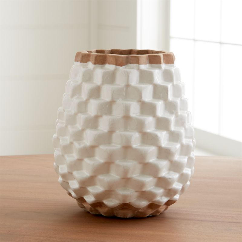 Rati Crisp White Terracotta Vase + Reviews | Crate & Barrel | Crate & Barrel