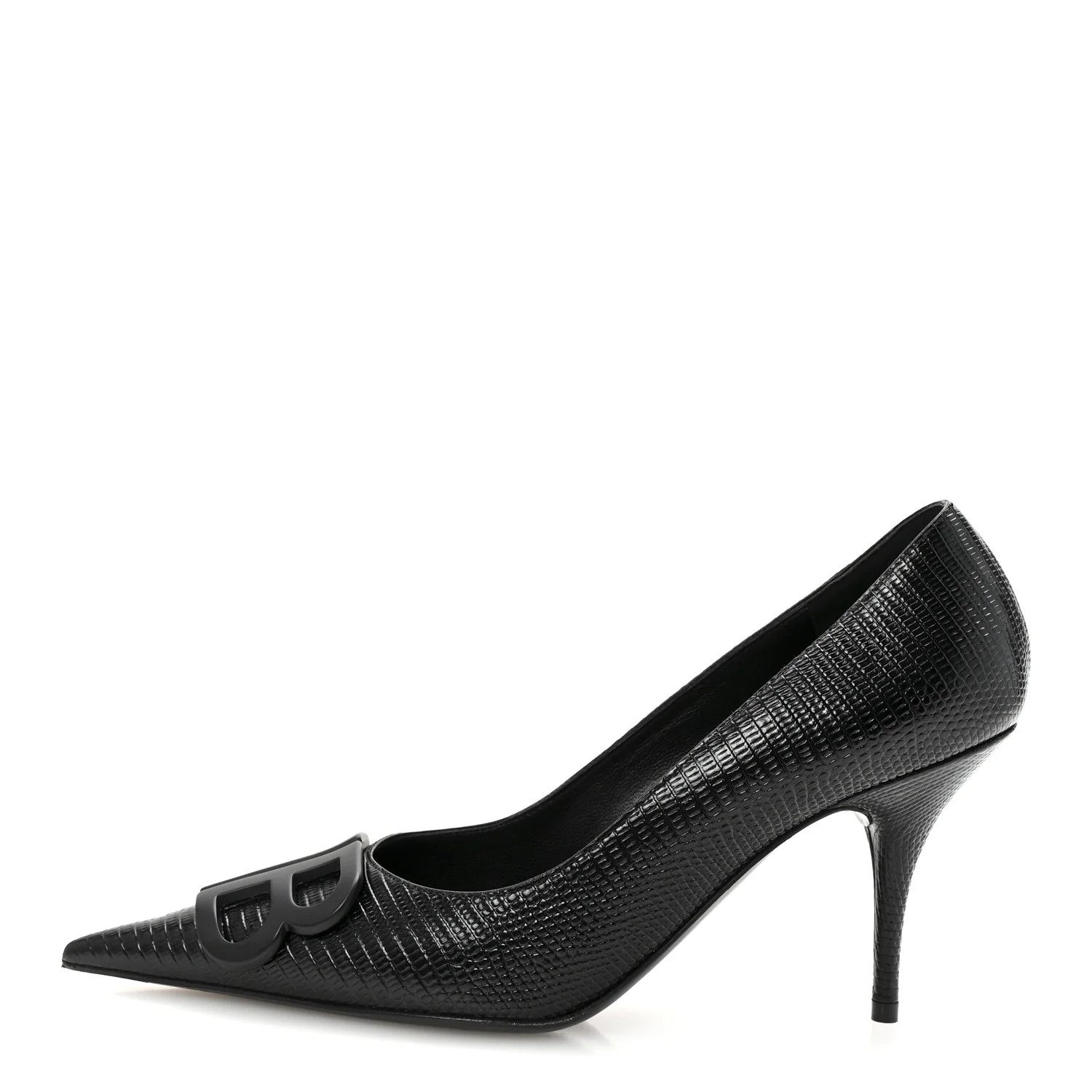Balenciaga Calfskin Lizard Embossed BB Square Knife 80mm Pumps 38 Black 1760958 | FASHIONPHILE (US)
