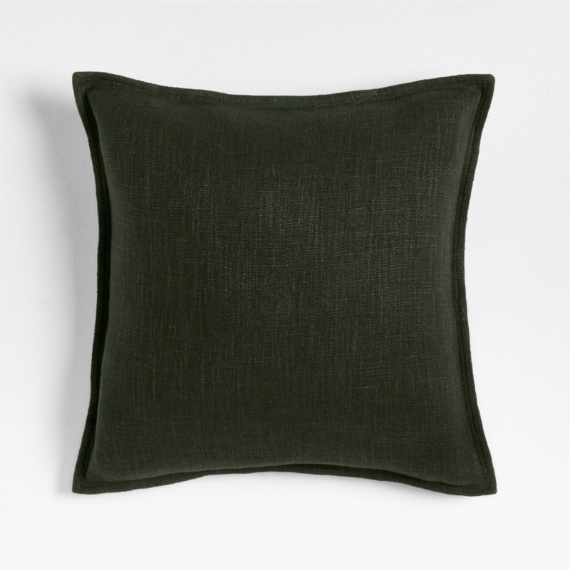 Ficus Green 20x20 Organic Laundered Linen Throw Pillow Cover + Reviews | Crate & Barrel | Crate & Barrel