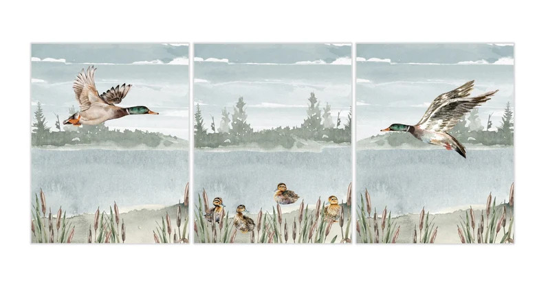 Watercolor Duck Hunting Nursery Mallard Duck Little Boys Room Rustic Outdoor Hunter Themed Decor ... | Etsy (US)