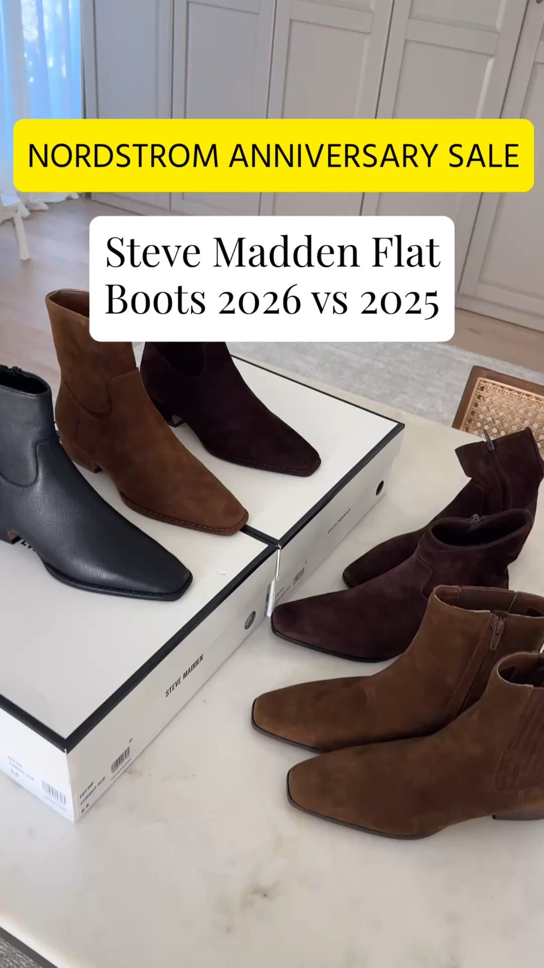Walking you through the difference between last years version and this years version of the Steve Madden Flat boots from the Nordstrom Anniversary Sale. 

This is your flat boot for fall. Comfortable, wearable, for real life. I like these to have some room so I got the 5.5

#LTKPetite #LTKSaleAlert