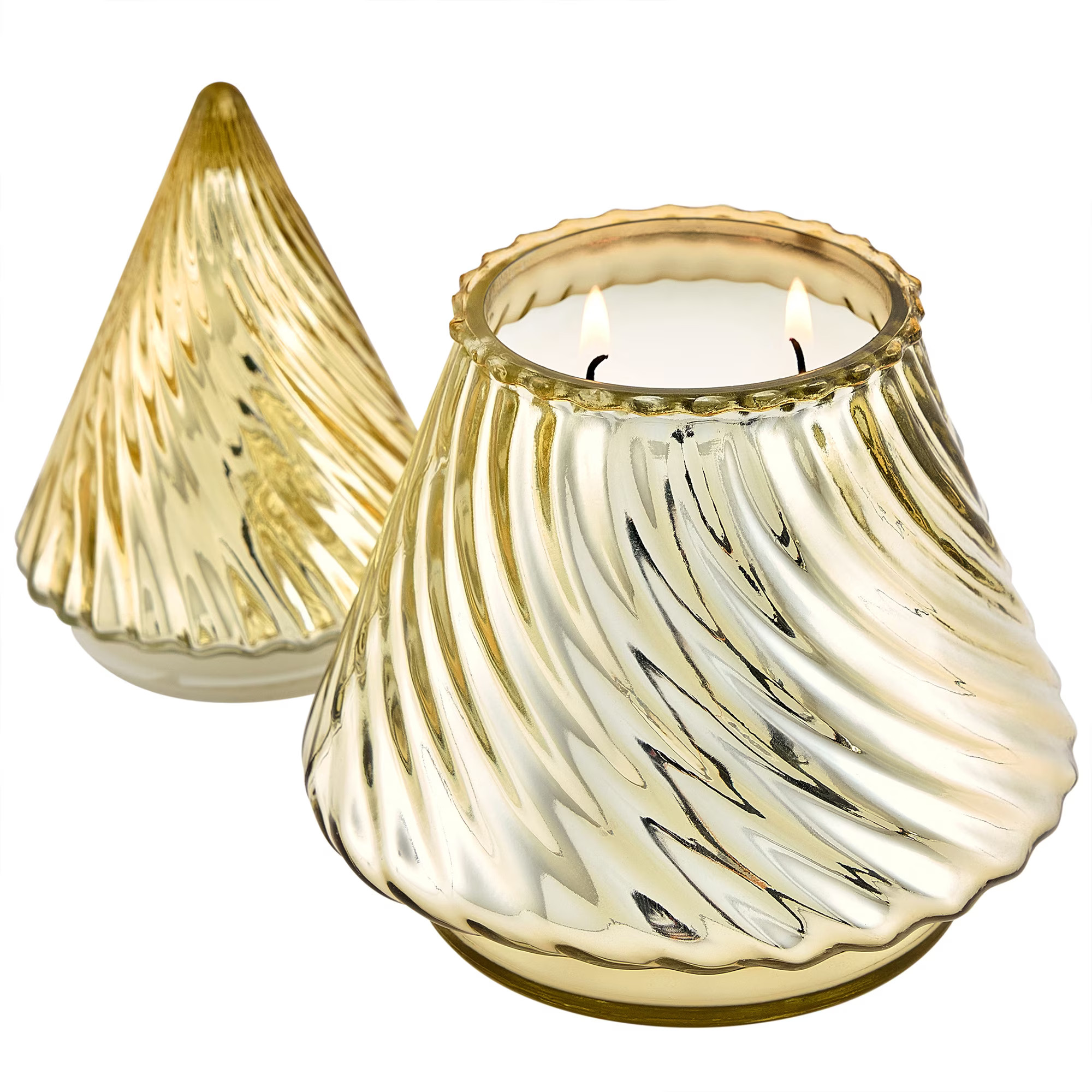Better Homes & Gardens 2-Wick Glass Christmas Tree Candle, Toffee and Teak, 20 oz | Walmart (US)