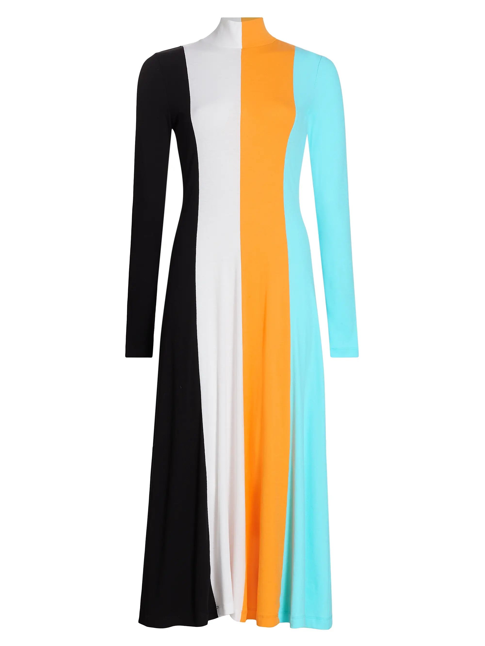 Shop Rosetta Getty Colorblocked Long-Sleeve Cotton Midi-Dress | Saks Fifth Avenue | Saks Fifth Avenue