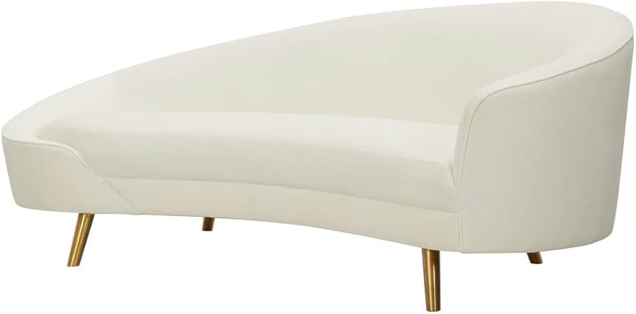TOV Furniture Cleopatra 34.4" H Velvet Upholstered Sofa in Cream/Gold | Amazon (US)