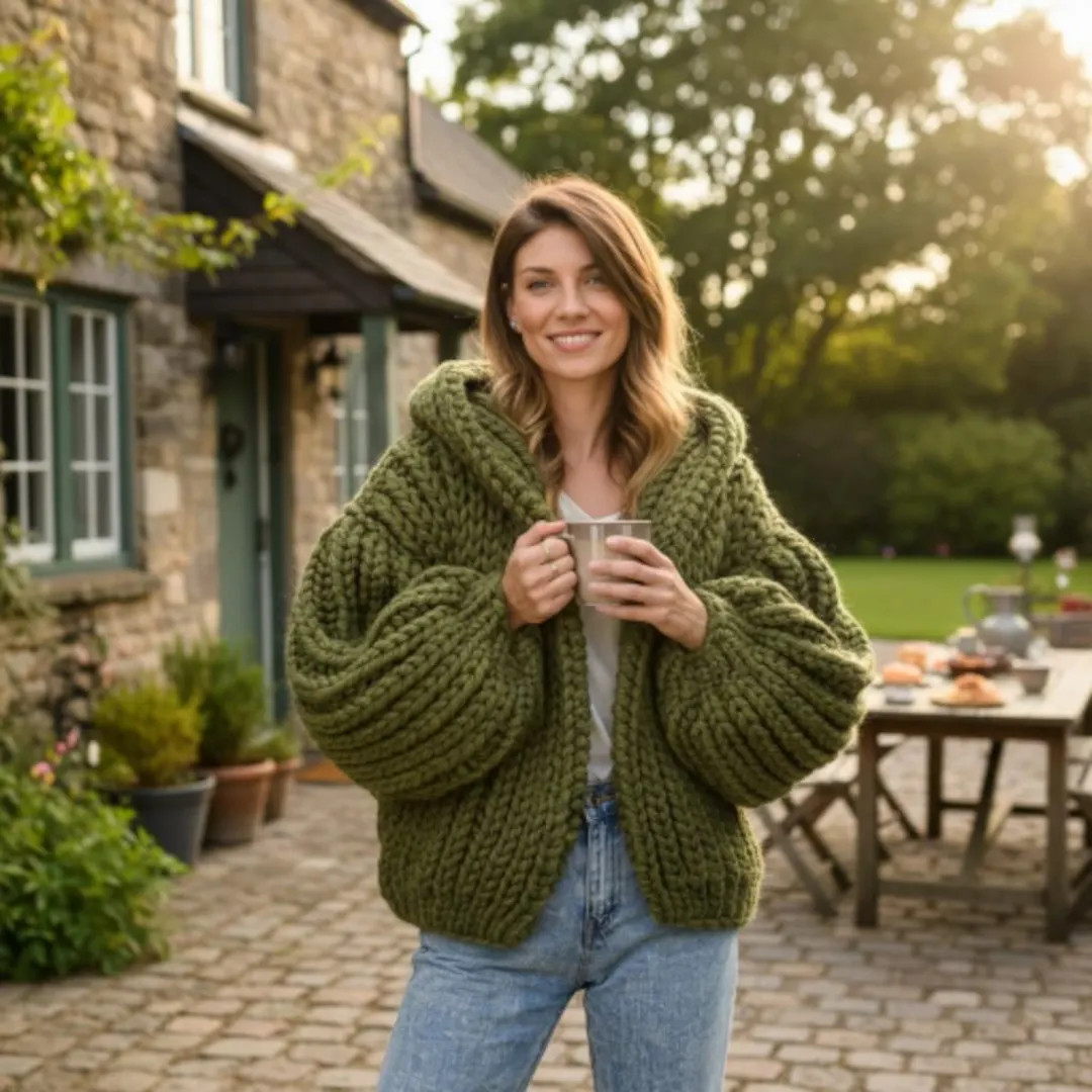 Chunky Knit Cardigan, Oversized Cozy Winter Cardigan, Soft Neutral Knit Jacket, Warm Hooded Cardi... | Etsy (US)