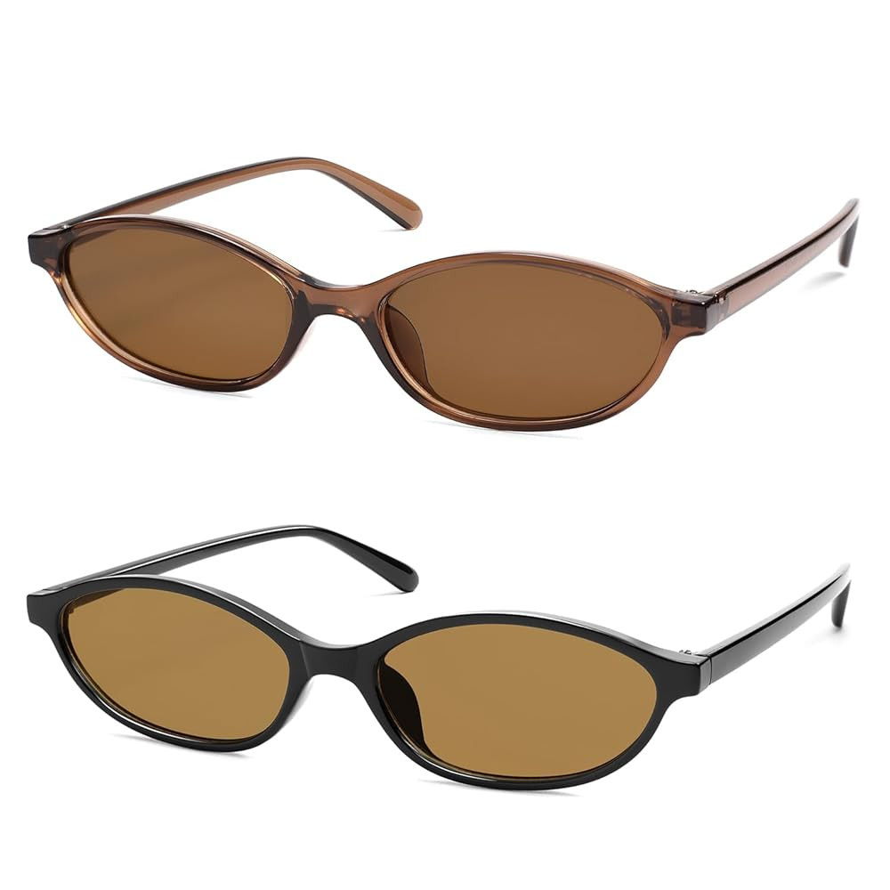 Retro Oval Cat Eye Sunglasses for Women Y2k Trendy Narrow Sunnies Designer Sun Glasses AR82253 | Amazon (US)