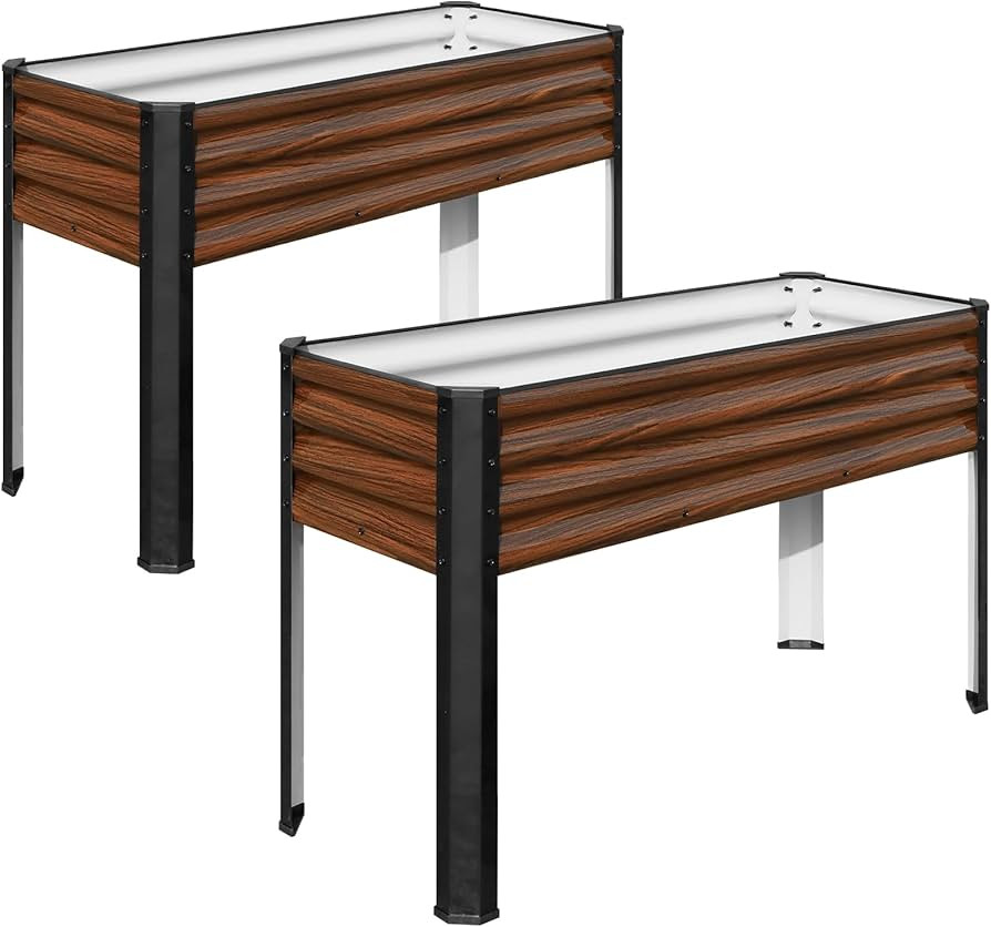 SnugNiture Raised Garden Bed with Legs, 2PCS 48×18×32in Outdoor Metal Elevated Raised Planter B... | Amazon (US)