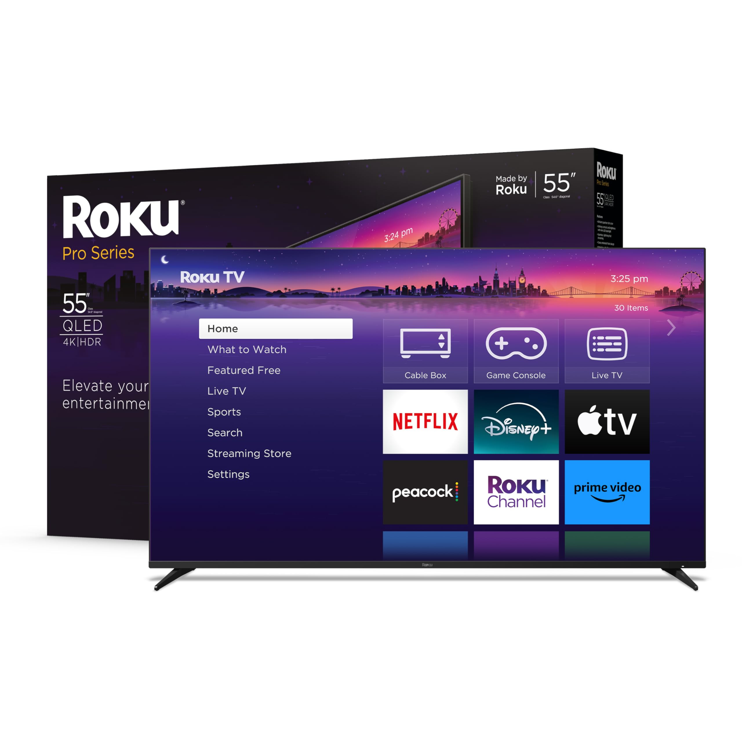 Roku Smart TV – 55-Inch Pro Series 4K QLED RokuTV with Backlit Roku Voice Remote Pro, Dolby Vis... | Amazon (US)