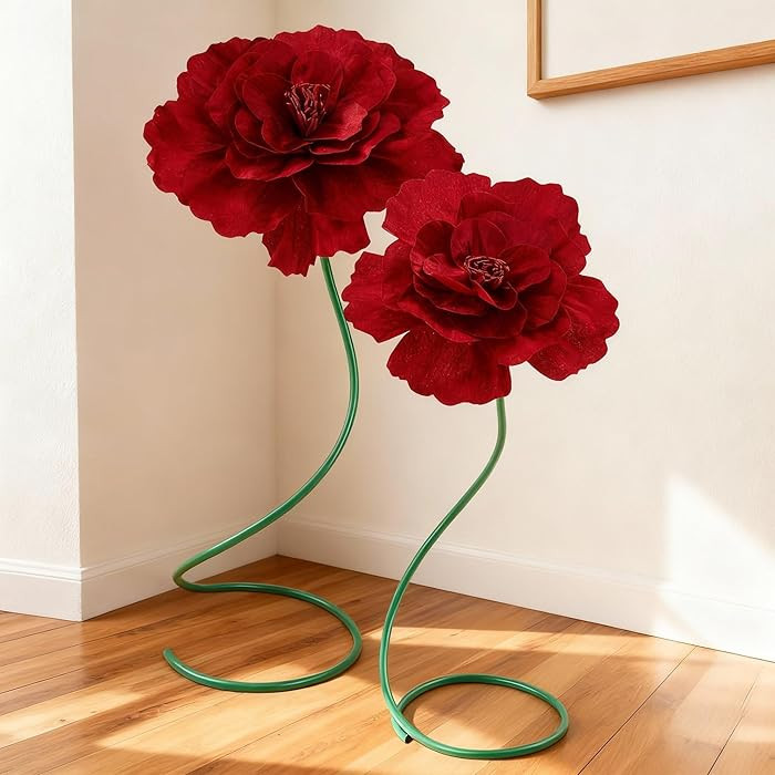2 Pcs 5ft Large Rose Flowers Giant Artificial Red Roses Standing Huge Handcrafted Flower for Derb... | Amazon (US)