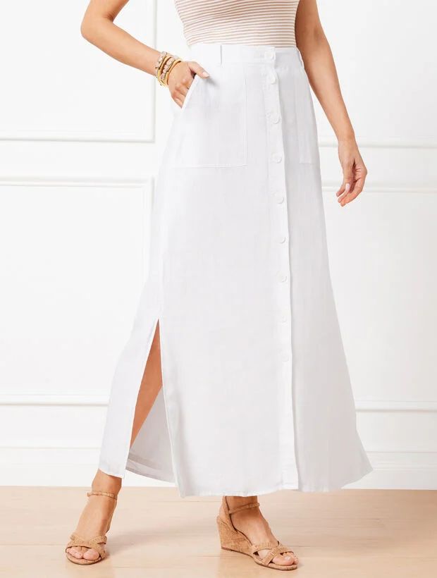 Linen Button Skirt | Talbots