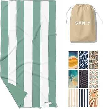 SUN'Y Waffle Microfiber Beach Towel – Sand Free, Quick Dry, Ultra Absorbent, Lightweight & Comp... | Amazon (US)
