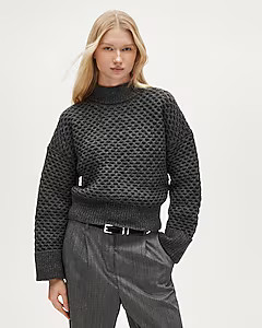 Honeycomb mockneck sweater in wool blend | J. Crew US