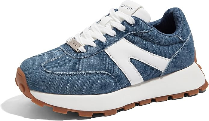 LUCKY STEP Women's Platform Fashion Sneakers Retro Classic Trainers Casual Lace-up Stylish Tennis... | Amazon (US)