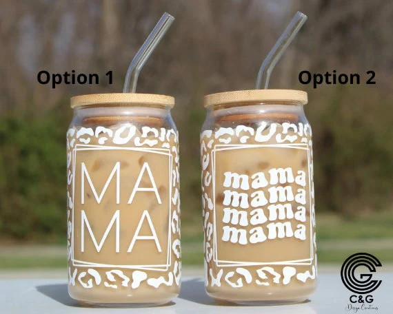 Mama Leopard Retro Beer Can Glass - Cheetah Print Glass Coffee Cup - Glass Cups - Iced Coffee Gla... | Etsy (US)