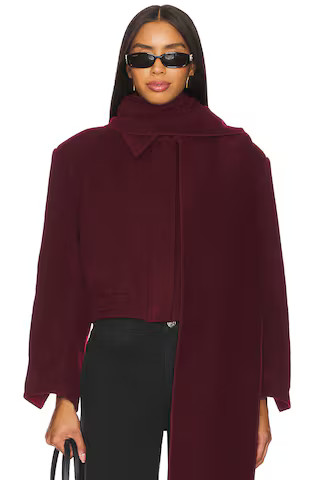 Scarf-detailed Cachet Bomber Jacket in Burgundy | Revolve Clothing (Global)
