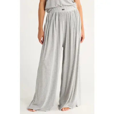Lunya Organic Pima Wide Leg Lounge Pants in Storm Grey Heather at Nordstrom, Size X-Large | Nordstrom