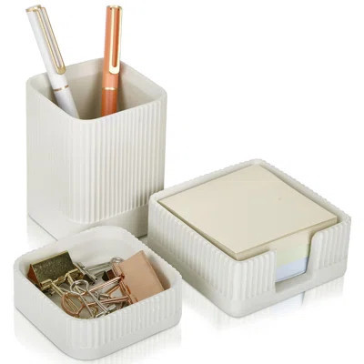Aesthetic Desk Organizer Set Of 3 For Your Office - Sturdy Concrete Desktop Accessories For Enhance Any Office Decor - Set Incl. Pen Holder, Paperclip | Wayfair North America